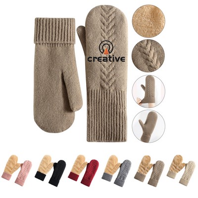 Winter Fleece Lined Knit Mitts