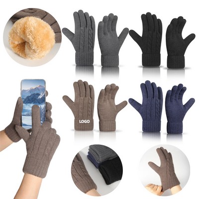 Thickened Double-Layer Knitted Touchscreen Gloves